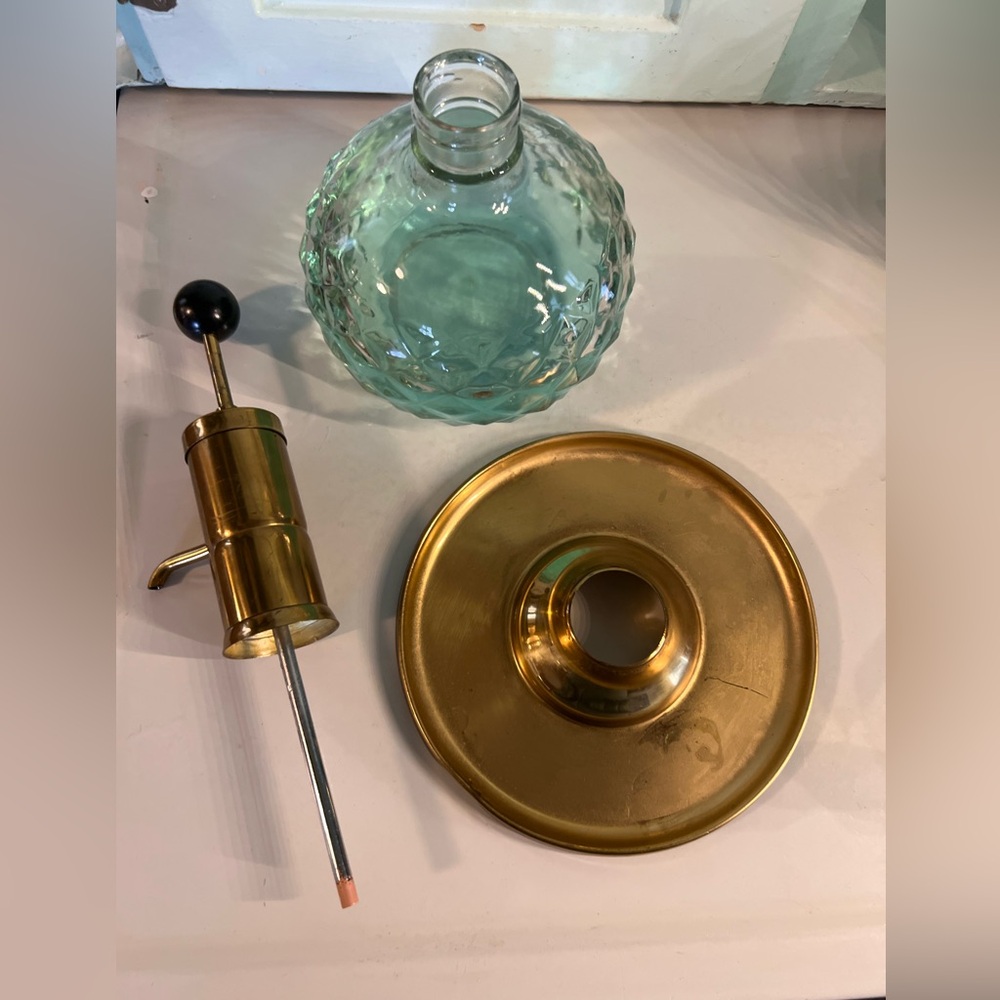 MCM Park Sherman Brass and Glass Liquor Pump Decanter - Picture 11 of 14